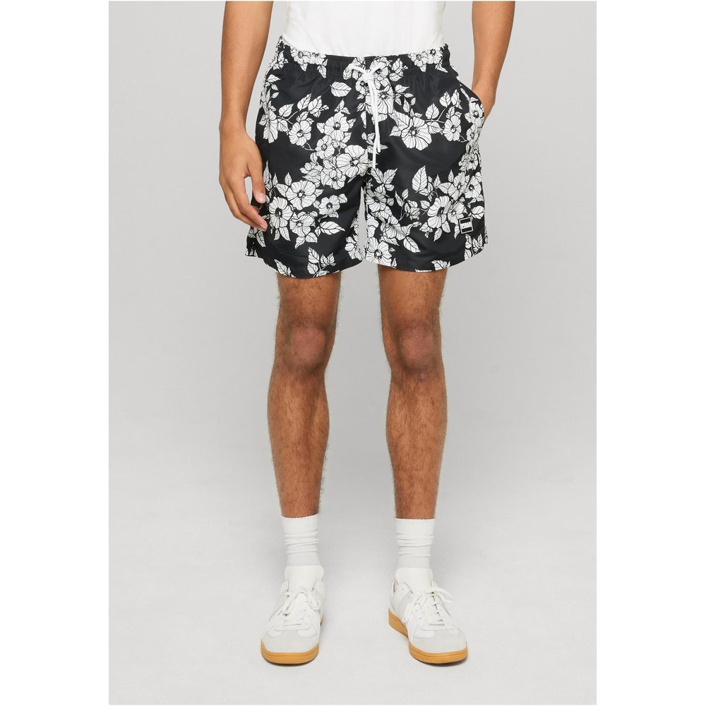 Urban Classics - Pattern Zwemshorts - Zwart/Wit